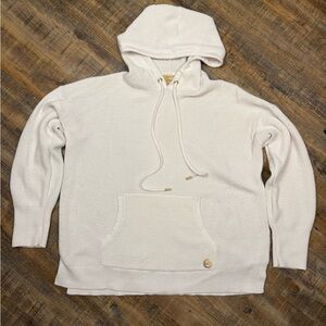 Michael Kors White Waffle Knit Hoodie L Cozy Minimal Luxe